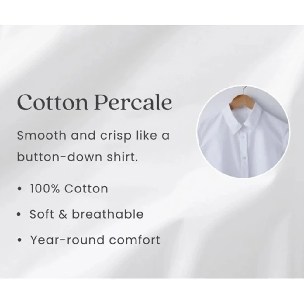 The Company Store White Cotton Percale King Cal King Duvet Cover 50652D